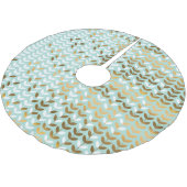 Elegantes Gold Green Leaf Muster Polyester Weihnachtsbaumdecke (Schrägansicht)