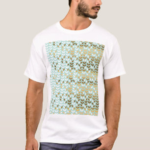 Elegantes Gold Green Leaf Muster T-Shirt