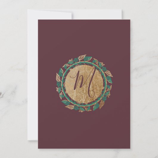 Elegantes Gold Green Red Floral Weihnachts-Party Einladung (Rückseite)