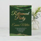 Elegantes Gold Green Retirement Party Einladung (Stehend Vorderseite)