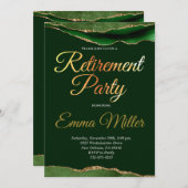 Elegantes Gold Green Retirement Party Einladung (Vorne/Hinten)