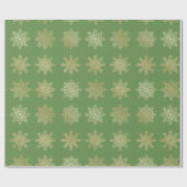Elegantes Gold & Green Snowflake Weihnachtsmuster Geschenkpapier (Flach)