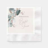 Elegantes Gold Green Sparkling Blätter Brautparty Serviette (Vorderseite)