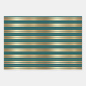 Elegantes Gold Green Stripes Glitzer Damask Gesche Geschenkpapier Set (Vorderseite 2)