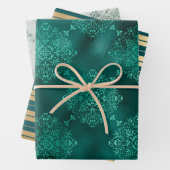 Elegantes Gold Green Stripes Glitzer Damask Gesche Geschenkpapier Set (Beispiel)