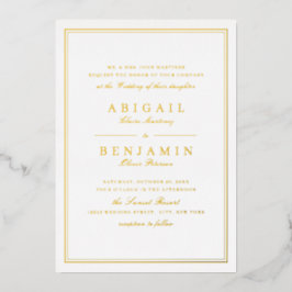 Elegantes Gold grenzt an minimalistische Hochzeit Folieneinladung