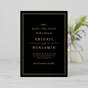 Elegantes Gold grenzt minimalistisch Save the Date Folieneinladung