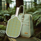 Elegantes Gold Grid und Sage Green Pickleball Schläger