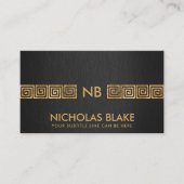 Elegantes Gold Griechischer Meander Key Monogram Visitenkarte (Vorderseite)