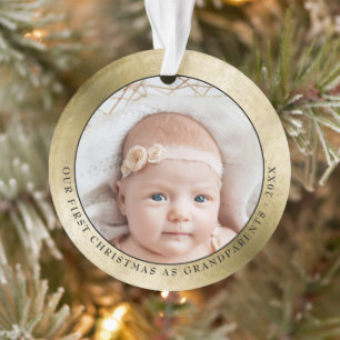 Elegantes Gold Großeltern Erstes Weihnachtsfest F Ornament