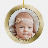 Elegantes Gold Großeltern Erstes Weihnachtsfest Fo Keramik Ornament (Hinten)