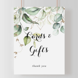 Elegantes Gold-Grün-Karten- und Geschenke-Schild Poster