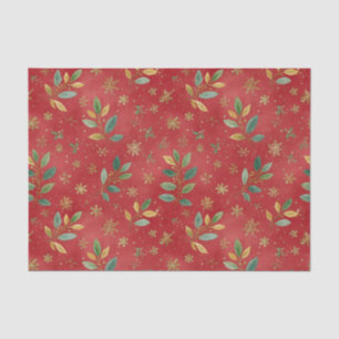 Elegantes Gold Grün Rot Weihnachten Seidenpapier