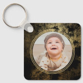 Elegantes Gold Grunge Foto Template Monogramm Schlüsselanhänger (Vorderseite)