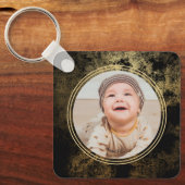 Elegantes Gold Grunge Foto Template Monogramm Schlüsselanhänger (Vorderseite)
