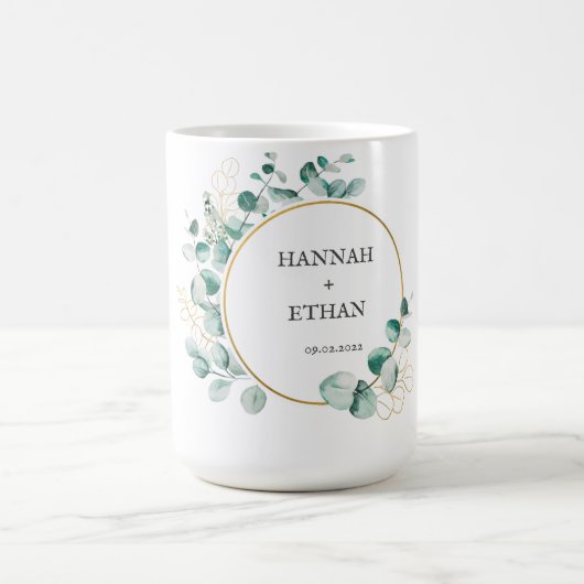 Elegantes Gold Grünzeug Eukalyptus Personalisiert Kaffeetasse (Mittel)
