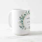 Elegantes Gold Grünzeug Eukalyptus Personalisiert Kaffeetasse (Vorderseite Links)