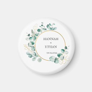 Elegantes Gold Grünzeug Eukalyptus Personalisiert  Magnet