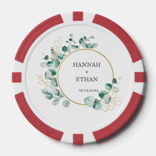 Elegantes Gold Grünzeug Eukalyptus Personalisiert Pokerchips
