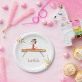 Elegantes Gold Gymnast auf Beam Eat Cake Party Pappteller (Party)