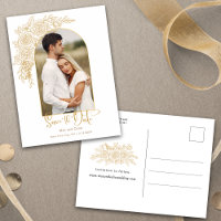 Elegantes Gold Hand Drawn Rose Foto Save the Date