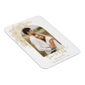 Elegantes Gold Hand Drawn Rose Foto Save the Date Magnet (Rechte Seite)