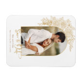 Elegantes Gold Hand Drawn Rose Foto Save the Date Magnet (Horizontal)
