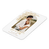 Elegantes Gold Hand Drawn Rose Foto Save the Date Magnet (Linke Seite)