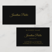 Elegantes Gold handgeschriebenes Script Sleek Blac Visitenkarte (Vorne/Hinten)
