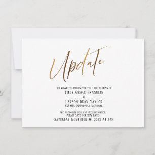 Elegantes Gold Handwriting - Hochzeitsupdate versc Einladung