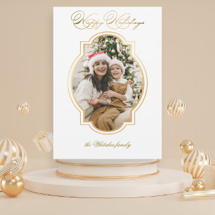 Elegantes Gold Happy Holidays Script Foto Feiertagskarte