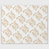 Elegantes Gold Happy Osterfrühling Ostergeschenk Geschenkpapier (Flach)