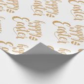 Elegantes Gold Happy Osterfrühling Ostergeschenk Geschenkpapier (Ecke)