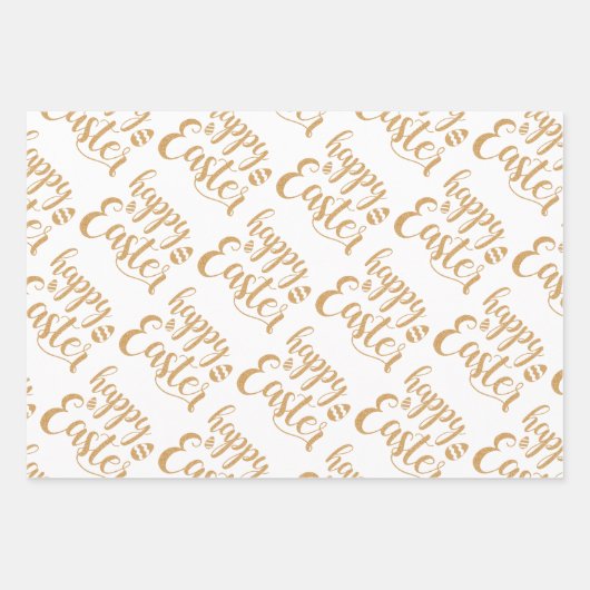 Elegantes Gold Happy Osterfrühlingeier Geschenkpapier Set (Vorderseite)