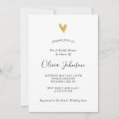 Elegantes Gold Heart Brautparty Einladung (Vorderseite)