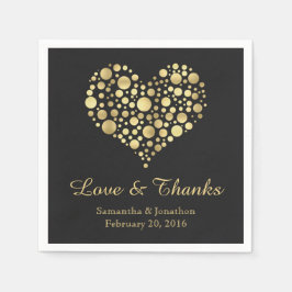 Elegantes Gold Heart Custom Wedding Napkins Serviette