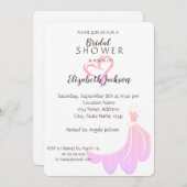 Elegantes Gold Heart, Dress Brautparty Einladung (Vorne/Hinten)