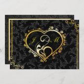 Elegantes Gold Heart Monogram Brautparty Einladung (Vorne/Hinten)
