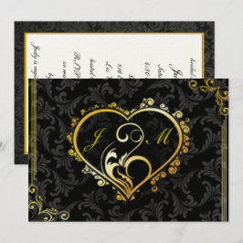 Elegantes Gold Heart Monogram Brautparty Einladung
