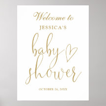 Elegantes Gold Heart Script Baby Dusche Begrüßungs