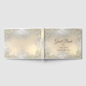 Elegantes Gold Hearts Lace Wedding Gästebuch (Voll)