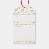 Elegantes Gold Hearts Muster auf Weiß Geschenkanhänger (Rückseite)