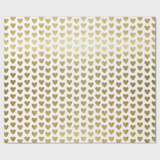 Elegantes Gold Hearts Muster Hochzeitszettel Geschenkpapier (Flach)