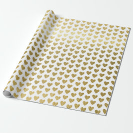 Elegantes Gold Hearts Muster Hochzeitszettel Geschenkpapier