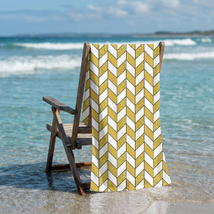 Elegantes Gold-Herringbone-Schachbrettmuster Strandtuch