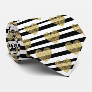 Elegantes Gold-Herz-Hochzeitsstreifenmuster Krawatte
