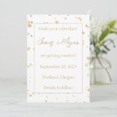 Elegantes Gold-Herz Save-the-Date Save The Date (Stehend Vorderseite)