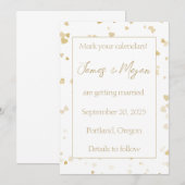 Elegantes Gold-Herz Save-the-Date Save The Date (Vorne/Hinten)