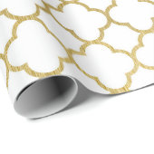 Elegantes Gold Hexagon Abstraktes Muster Hochzeits Geschenkpapier (Rolleneckpunkt)