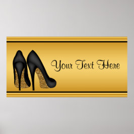Elegantes Gold High Heel Geburtstagsparty Banner Poster
